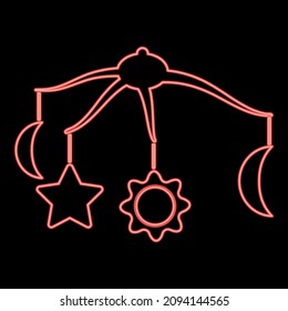 Neon 360 grados de rotación de la horquilla sonda de color rojo bebé ilustración vectorial de estilo plano luz