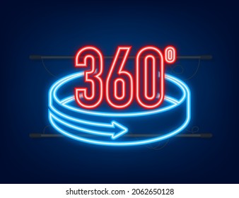 Neon The 360-degree Angle icon. Geometric mathematical symbol. Full rotation.