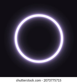 neon 3d circle. glowing in the dark circle. light pink neon frame