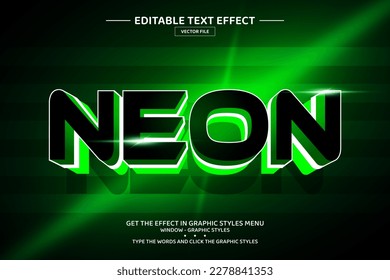 Neon 3D editable text effect template