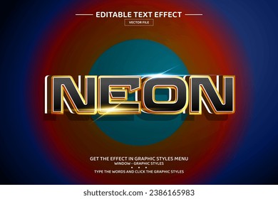 Neon 3D editable text effect template