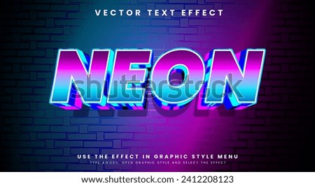 Neon 3d Editable Text style Effect with Blue Light Theme