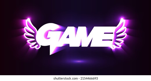 Logo Neon 3D Gaming, Afiche de neón vector Noche de juego, luz brillante, fuente 3D artística futurista