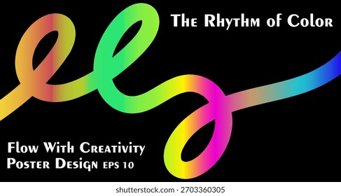 neon 3d gradient swirl, poster design layout , on black background