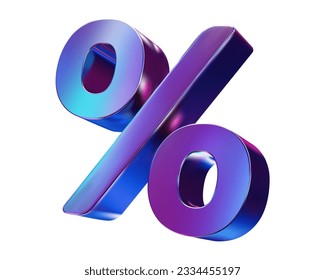 Neon 3d sign percent discount on isolated background. Voucher gift. Vector illustration.	
