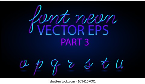 Neon 3D Typeset with Rounded Shapes. Font Set of Painted Letters. Matte Liquid Colors 80s ans 90s style. Night Glow Effect. Tube Alphabet. ABC for DJ Poster, Sale Banner, Signboard, Advertising.