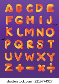 Neon 3D vector isolated letters with Halloween concept and color