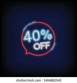 Neon 40 Off Text Banner Sale Stock Vector (Royalty Free) 1406882543