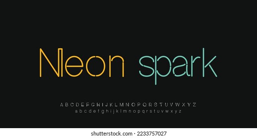Neon abstract alphabet letters Font. Minimal modern urban fonts for logo, brand etc. Typography vector illustration