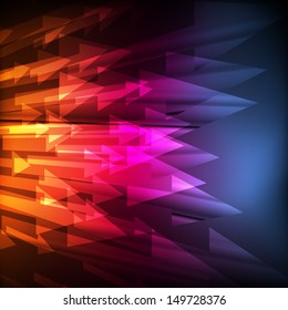 Neon abstract arrow design on dark background vector