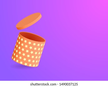 Neon abstract background with gift box. Vector illustration
