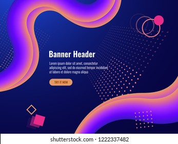 Neon abstract banner background, geometry objects lighting dark vector illustration