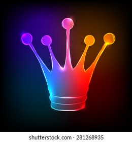 Neon abstract beautiful long crown vector icon