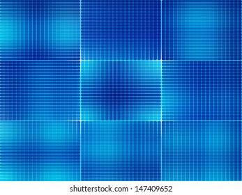 Neon abstract blue background from squares