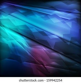 Neon abstract blue lines design on dark background vector