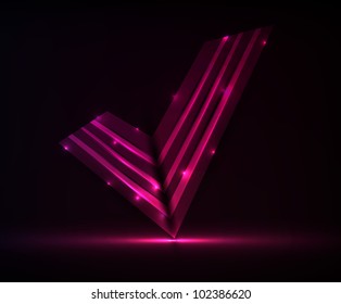 neon abstract check mark. vector illustration