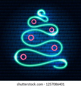 Neon abstract christmas tree, vector