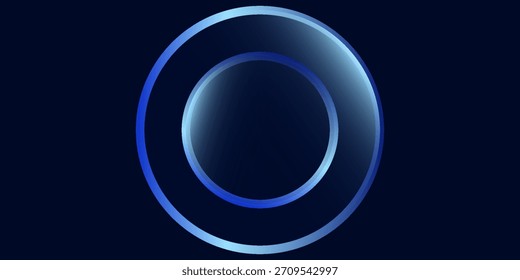 Neon abstract circle frame on blue background. Glowing neon circle frame. Set of neon glowing circles modern simple