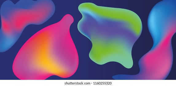 Neon abstract color fluid vector 3D background.
