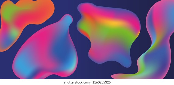 Neon abstract color fluid vector 3D background.
