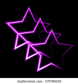 Neon abstract composition, glow items. Suitable for design of posters, brochures, leaflets, signage, websites, web design, interior design. Vector illustration.