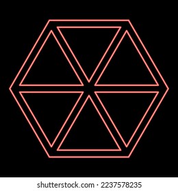 Neon abstract cube shape Hexagon box red color vector illustration image flat style light