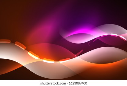 Neon abstract curved line background. Background decoration. Trendy graphic design. Abstract magic light background.
