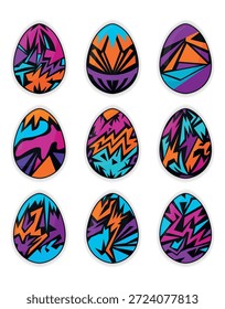 Neon abstract Easter eggs collection
