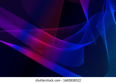 Neon abstract form isolated in black background, modern futuristic geometric page for presentation, cover magazine background