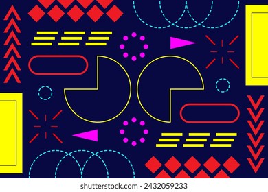 Neon Abstract Geometric Landscape Background Template