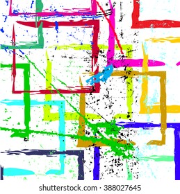 neon abstract geometric pattern background, with strokes, splashes and squares.scratches