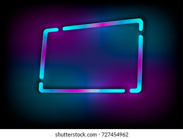 Neon abstract glowing frame. Vintage electric symbol.Design element for your ad, sign, poster, banner. Vector illustration