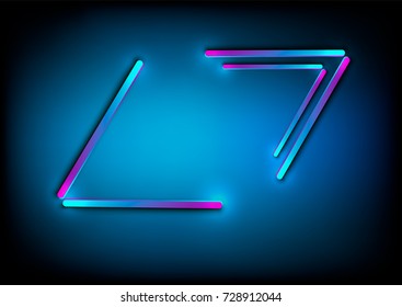 Neon abstract glowing frame. Vintage electric symbol. Design element for your ad, sign, poster, banner.