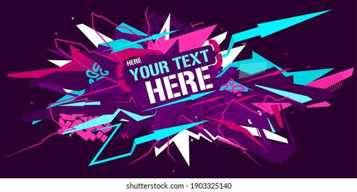 Neon Abstract Graffiti Style Banner Vector Illustration Art 