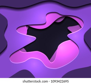 Neon abstract illustration with 3d element cut out of paper. Vector element for your design