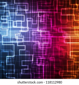 Neon abstract lines design on dark background vector