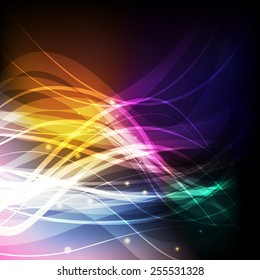 Neon abstract lines design on dark background vector