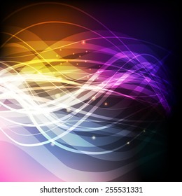 Neon abstract lines design on dark background vector