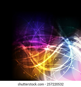 Neon abstract lines design on dark background vector
