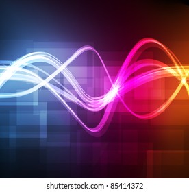 Neon abstract lines design on dark background vector