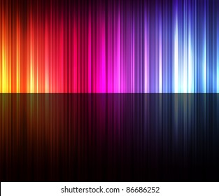 Neon abstract lines design on dark background with reflection vector