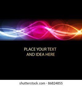 Neon abstract lines design on dark background vector