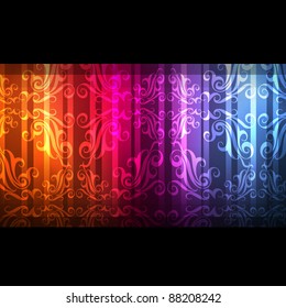Neon abstract lines design on dark background vector