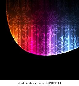 Neon abstract lines design on dark background vector