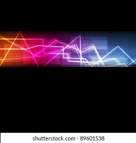 Neon abstract lines design on dark background vector for poster