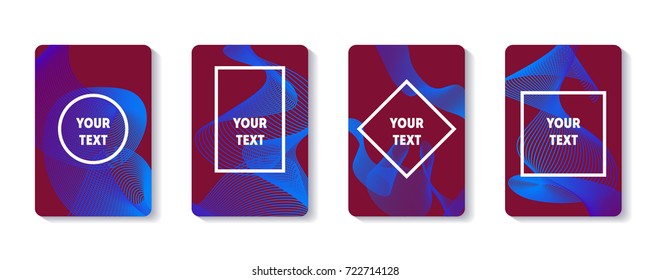 Neon abstract modern background colorful covers sets. Modern trend design vector lines. Auqa glowing mushrooms and jellyfish. Techno event gradient poster. 