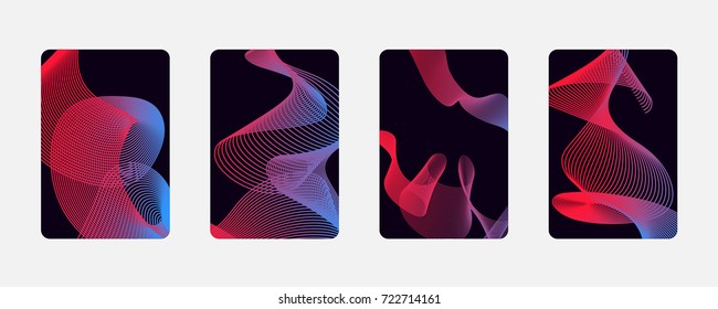 Neon abstract modern background colorful covers sets. Modern trend design vector lines. Auqa glowing mushrooms and jellyfish. Techno event gradient poster. 