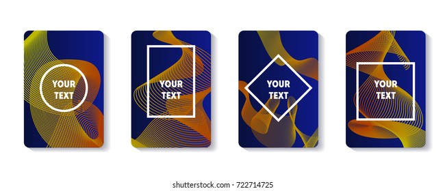 Neon abstract modern background colorful covers sets. Modern trend design vector lines. Auqa glowing mushrooms and jellyfish. Techno event gradient poster. 
