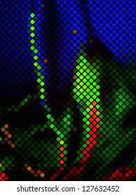 Neon abstract mosaic design on dark vector background