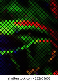 Neon abstract mosaic design on dark vector background